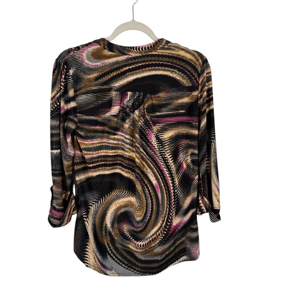 Cocomo Multicolor Liquid Knit Slinky Blouse Y2K Artsy Office Womens Size Small - Picture 4 of 4